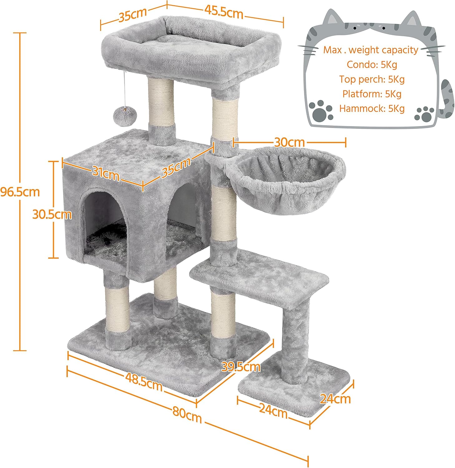 Thumbnail 5 de Yaheetech 96cm cat tree tower with condo 🐱
