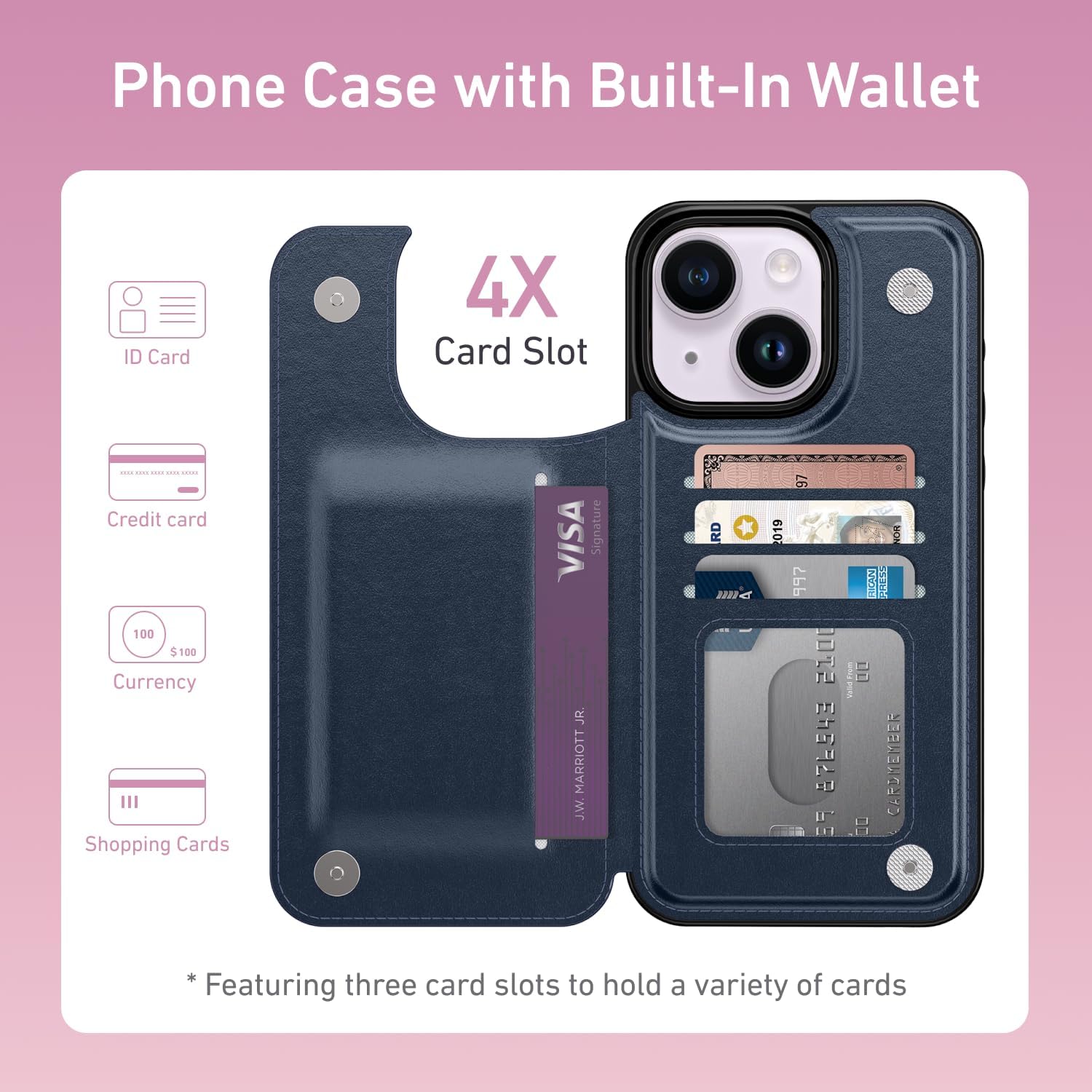 Detalle de Goodon iPhone 14 Plus Wallet Case, Blue