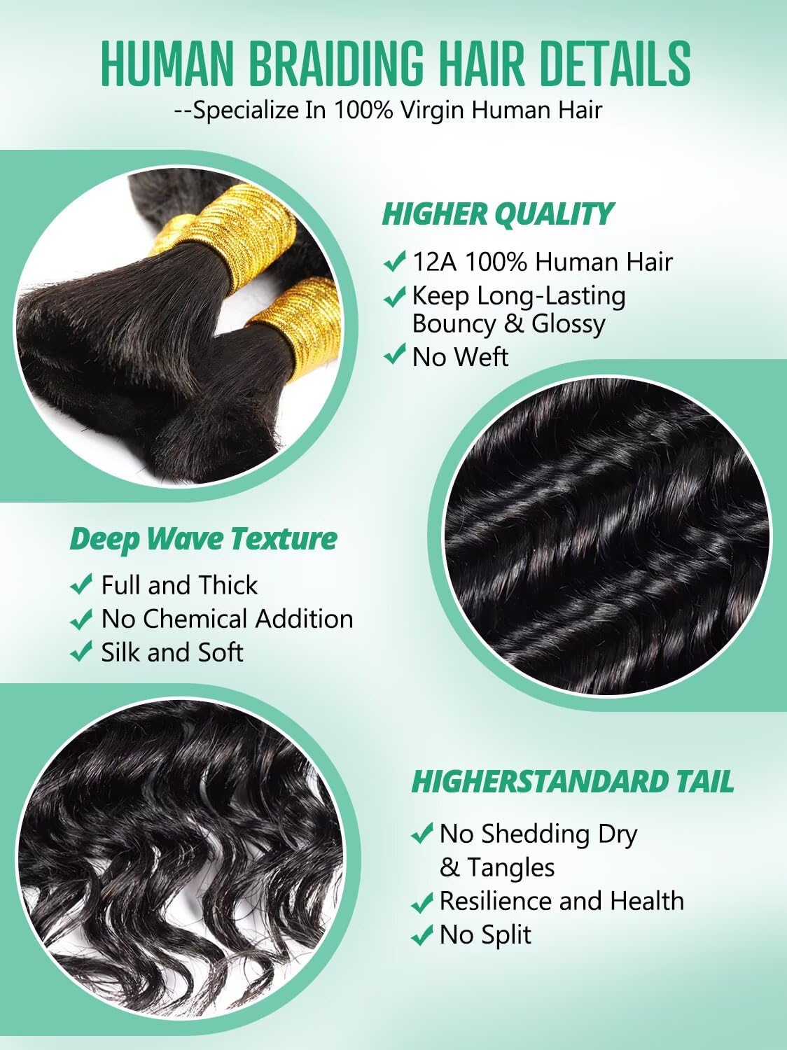 Thumbnail 2 de Boho Curly Braiding Hair 18 Inch 160g (5pcs) – 100% Virgin Brazilian Human Hair for Knotless & Bohemian Styles