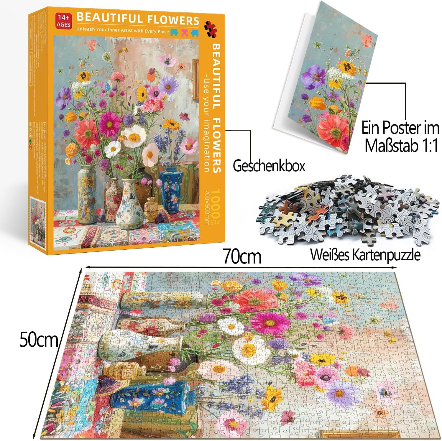 Detalle de 1000 Piece Jigsaw Puzzle Vase 27.56×19.69in
