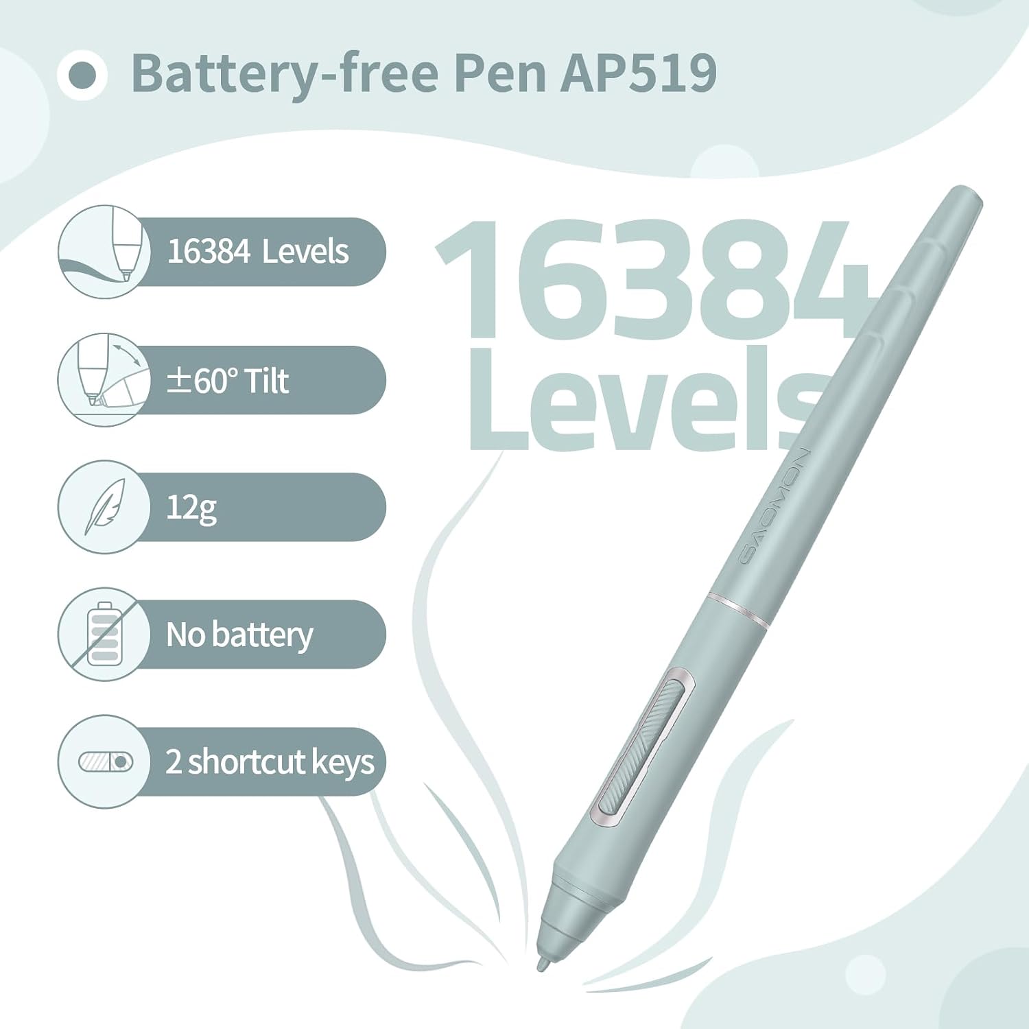Detalle 2 de GAOMON WH851 Wireless Drawing Tablet with AP519 Pen, 16,384 Pressure Levels