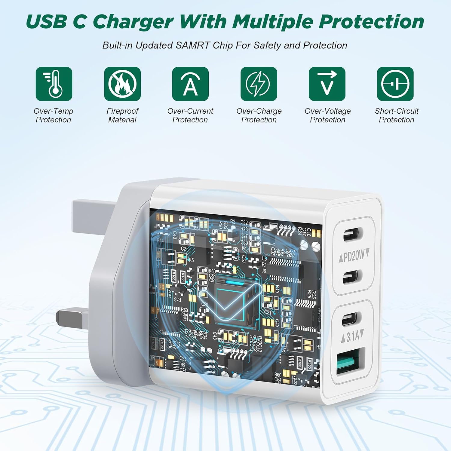 Detalle 1 de USB C Plug charger 4 ports fast