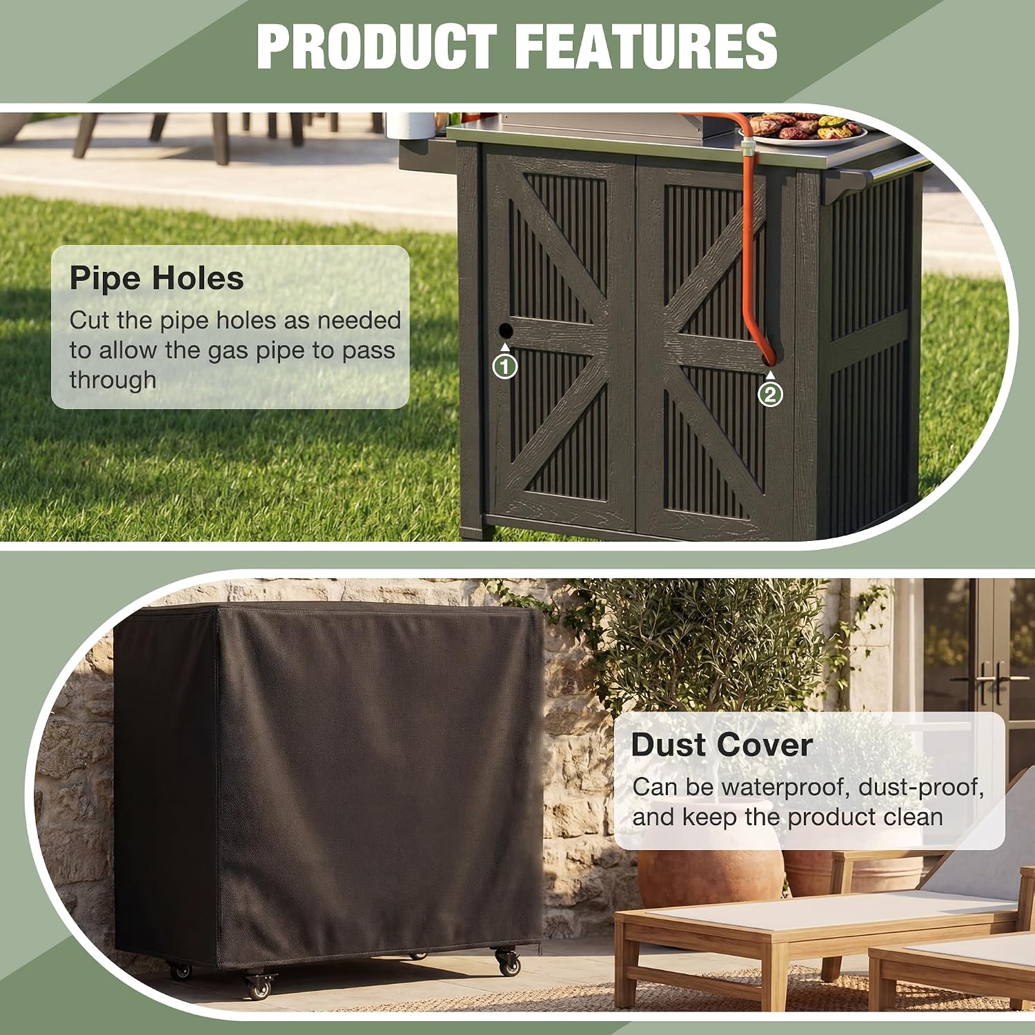 Detalle 2 de Outdoor Grill Cart with Stainless Steel Top