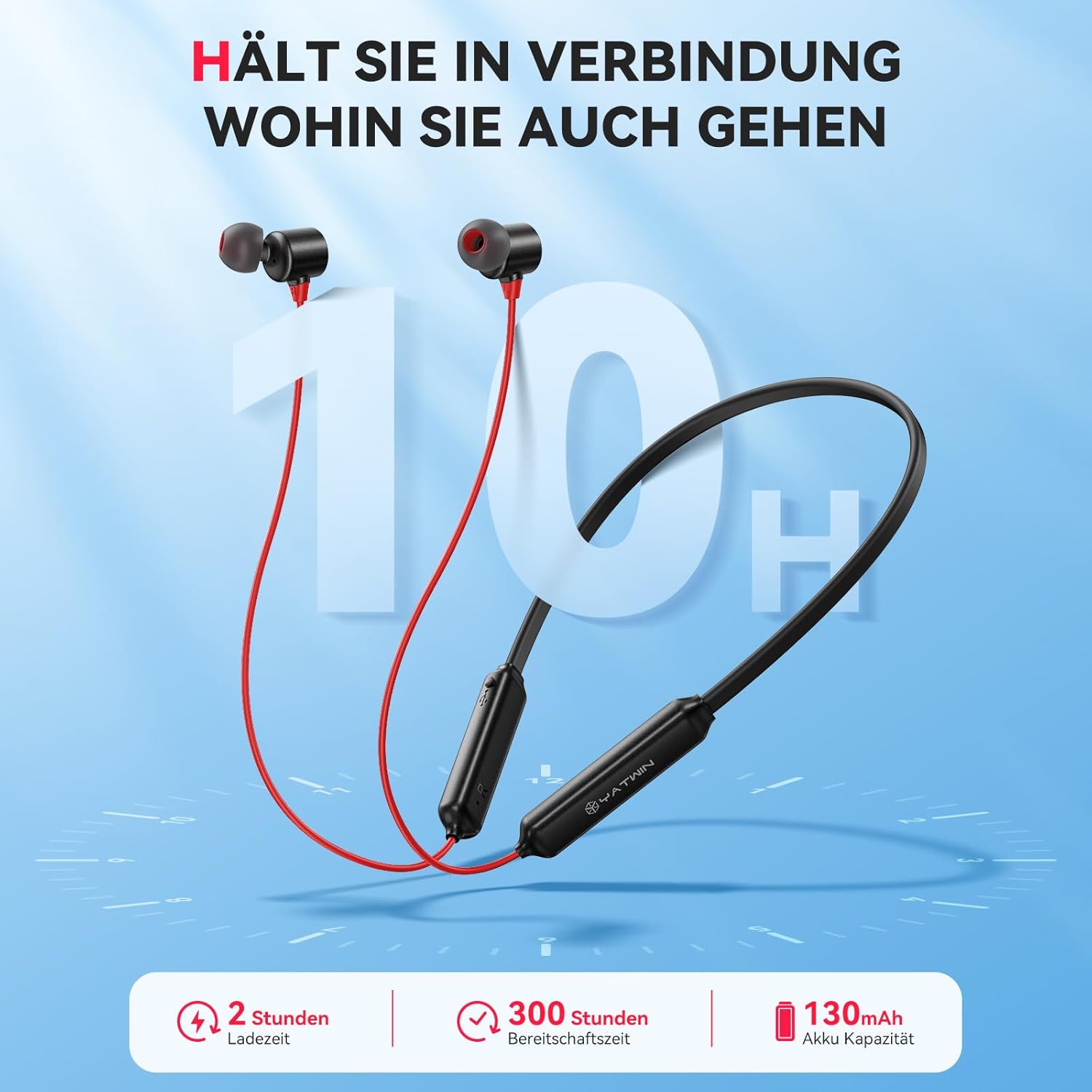 Thumbnail 1 de YATWIN Bluetooth Kopfhörer Sport in Ear – IPX7, 8–10 Std Akku, Noise Cancelling