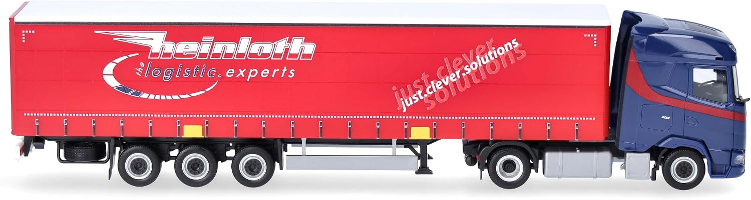 Detalle de Herpa DAF XG – model ciężarówki Heinloth 1:87 z naczepą plandekową
