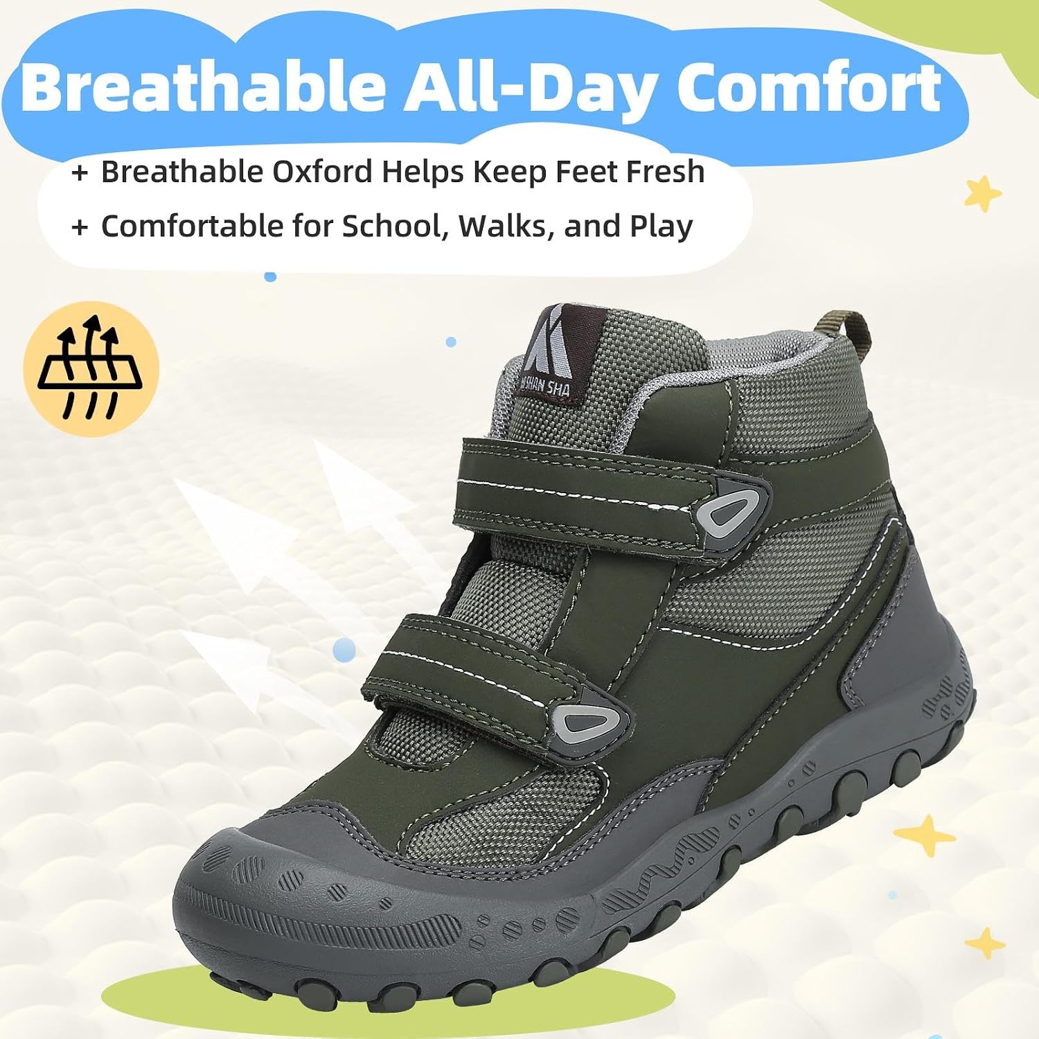 Detalle de Mishansha Kids Water Resistant Hiking Boots — Anti-Collision Toe, Anti-Skid Outsole