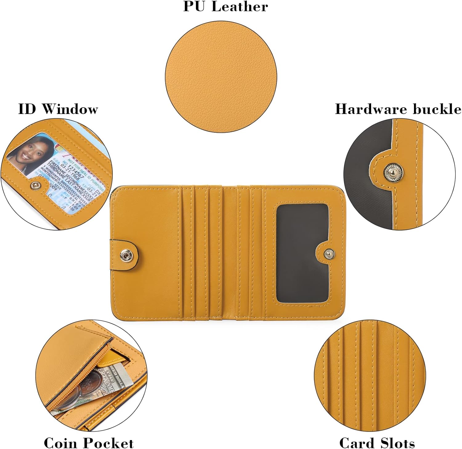 Thumbnail 2 de GAEKEAO Women's RFID Blocking Leather Compact Bi-fold Wallet