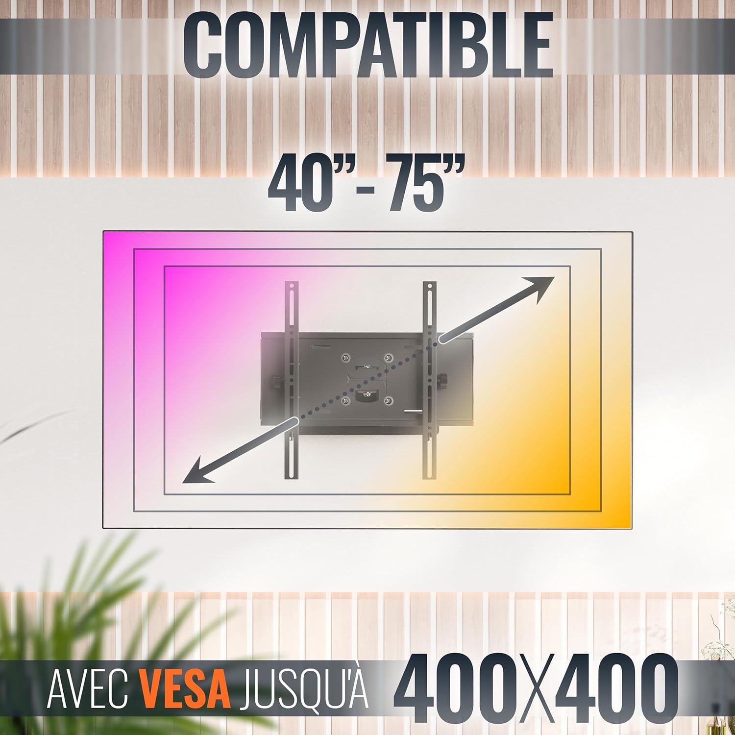 Thumbnail 3 de RICOO R23-S Support TV mural 95 kg