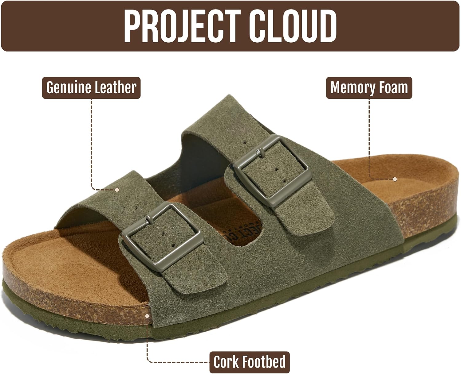 Thumbnail 1 de Project Cloud Heritage Leather Men's Sandals with Memory Foam Insole