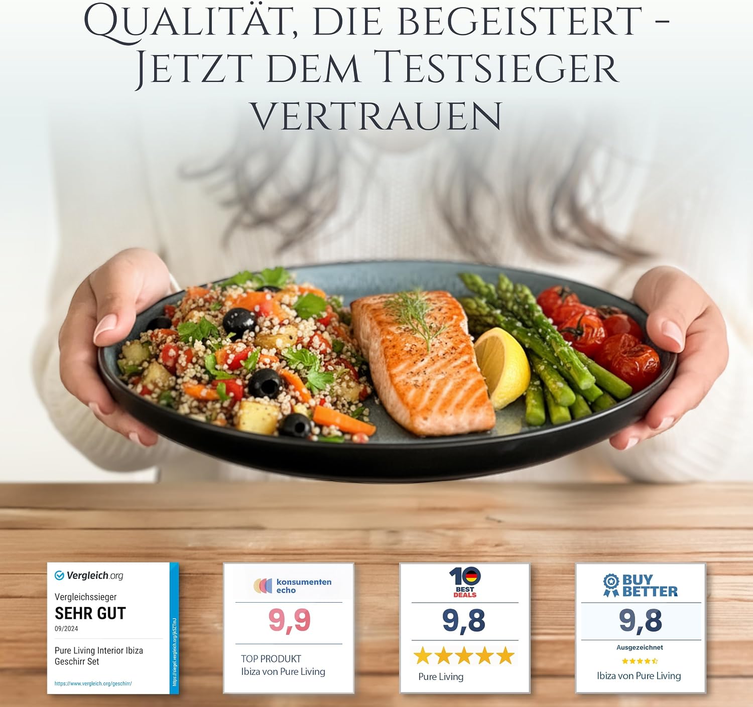 Detalle 2 de Pure Living Ibiza Steingut Geschirrset 24-tlg. für 6 Personen 🍽