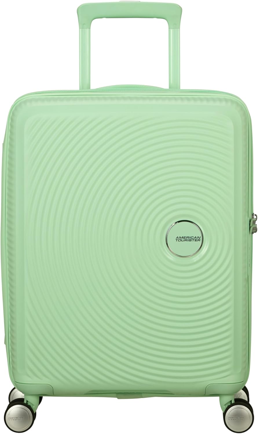 Detalle de American Tourister Soundbox Handgepäckkoffer 55 x 40 x 20/23 cm – grün pastel, erweiterbar, TSA-Sicherheitskombination