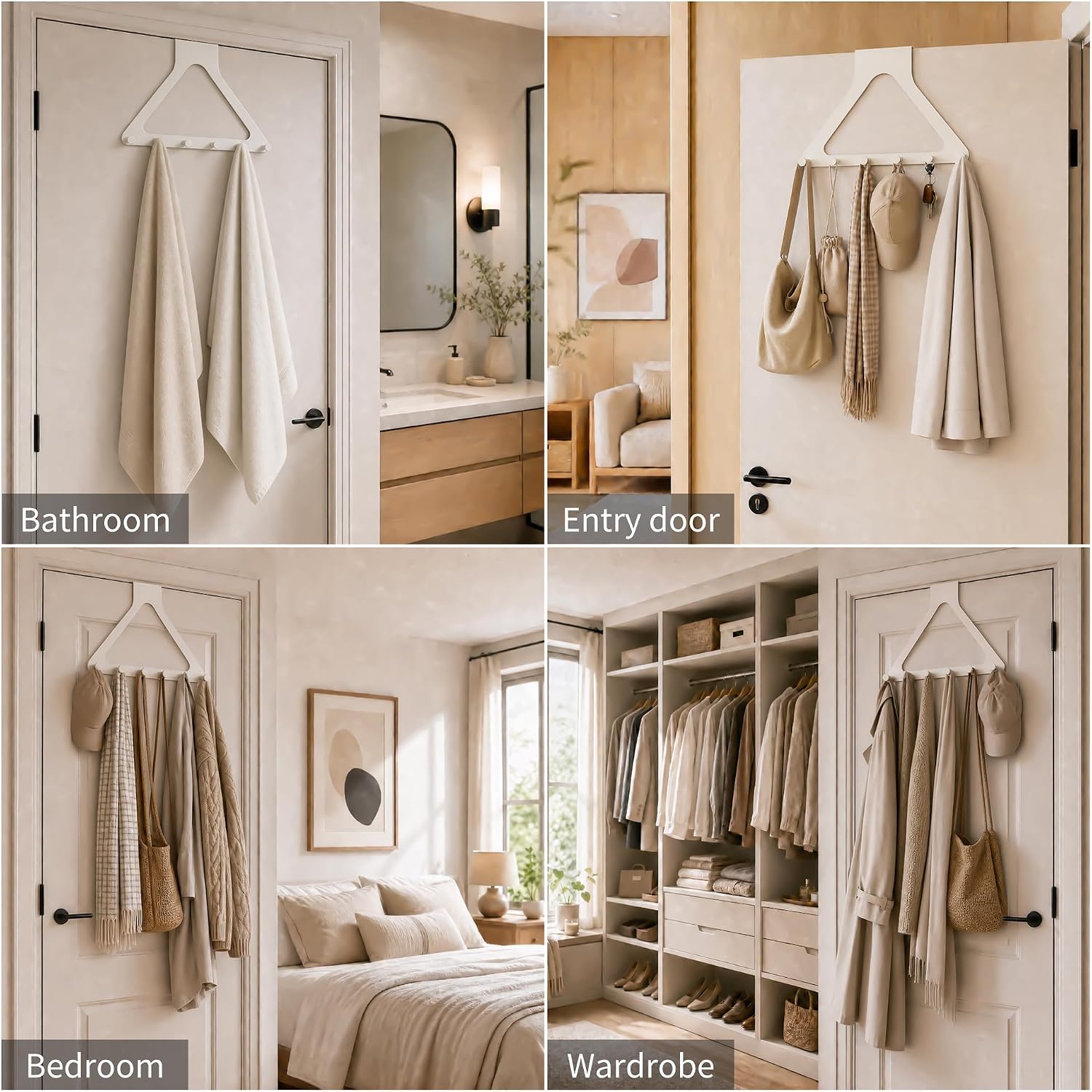 Thumbnail 6 de RFOUO RLS-6A-W1 Over-the-Door Hook Rack, 6 Hooks, White Metal, 22 cm