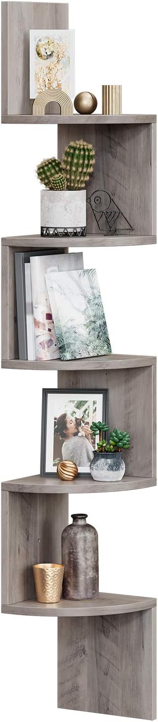 Thumbnail 4 de VASAGLE CUSTOS LBC20BX 5-Tier Corner Shelf, Wall-Mounted, Rustic Brown