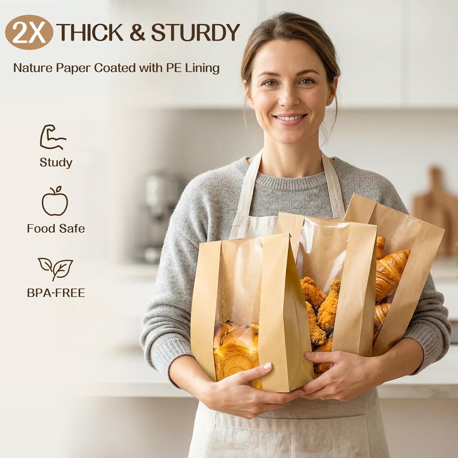 Detalle de Tripho 100 Pcs Bread Bags with Clear Window and 120 Stickers for Homemade Bread