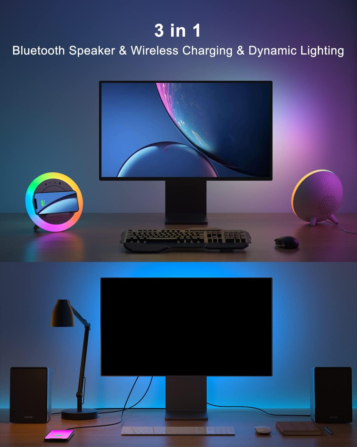 Thumbnail 5 de Swarmir 5W wireless charging Bluetooth Speaker with Multicolour Night Light