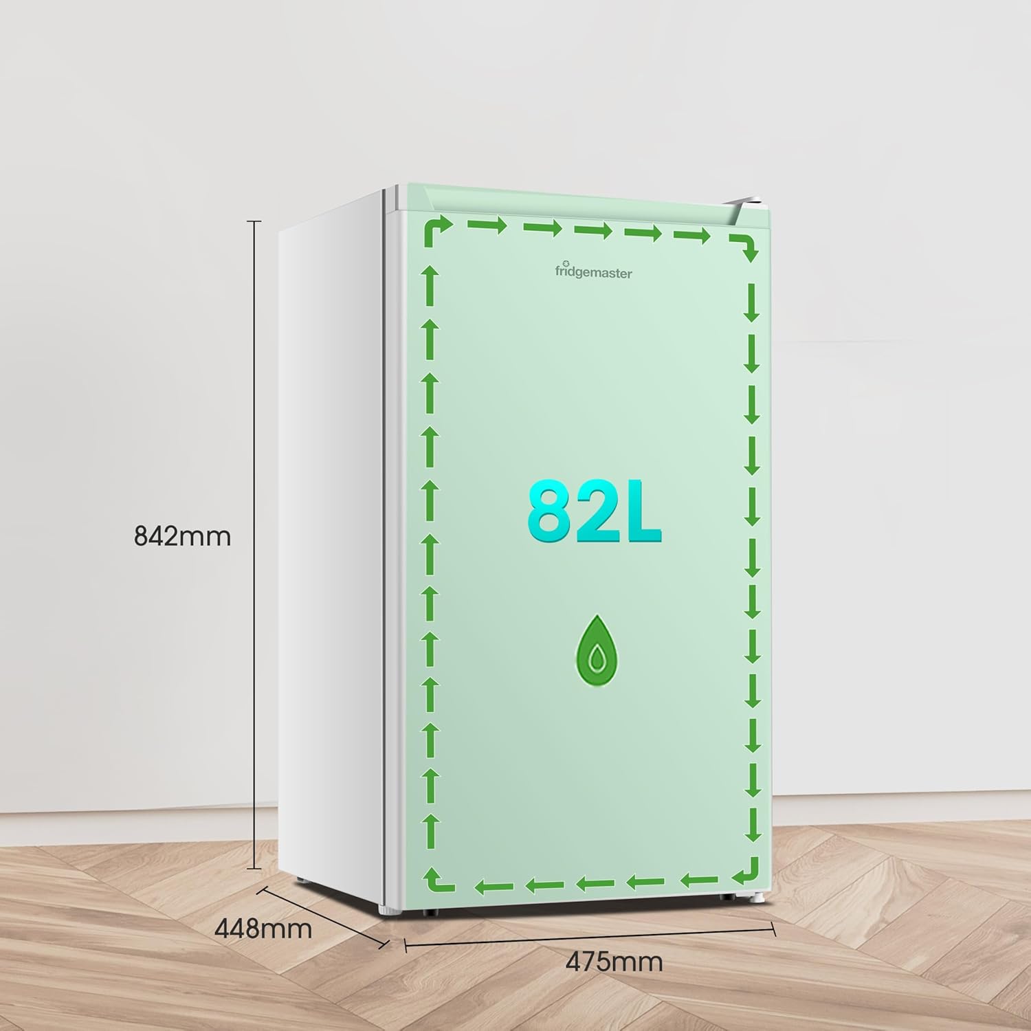 Thumbnail 2 de Fridgemaster MUR4894E 82L under counter fridge with LED lighting, adjustable temperature and reversible door