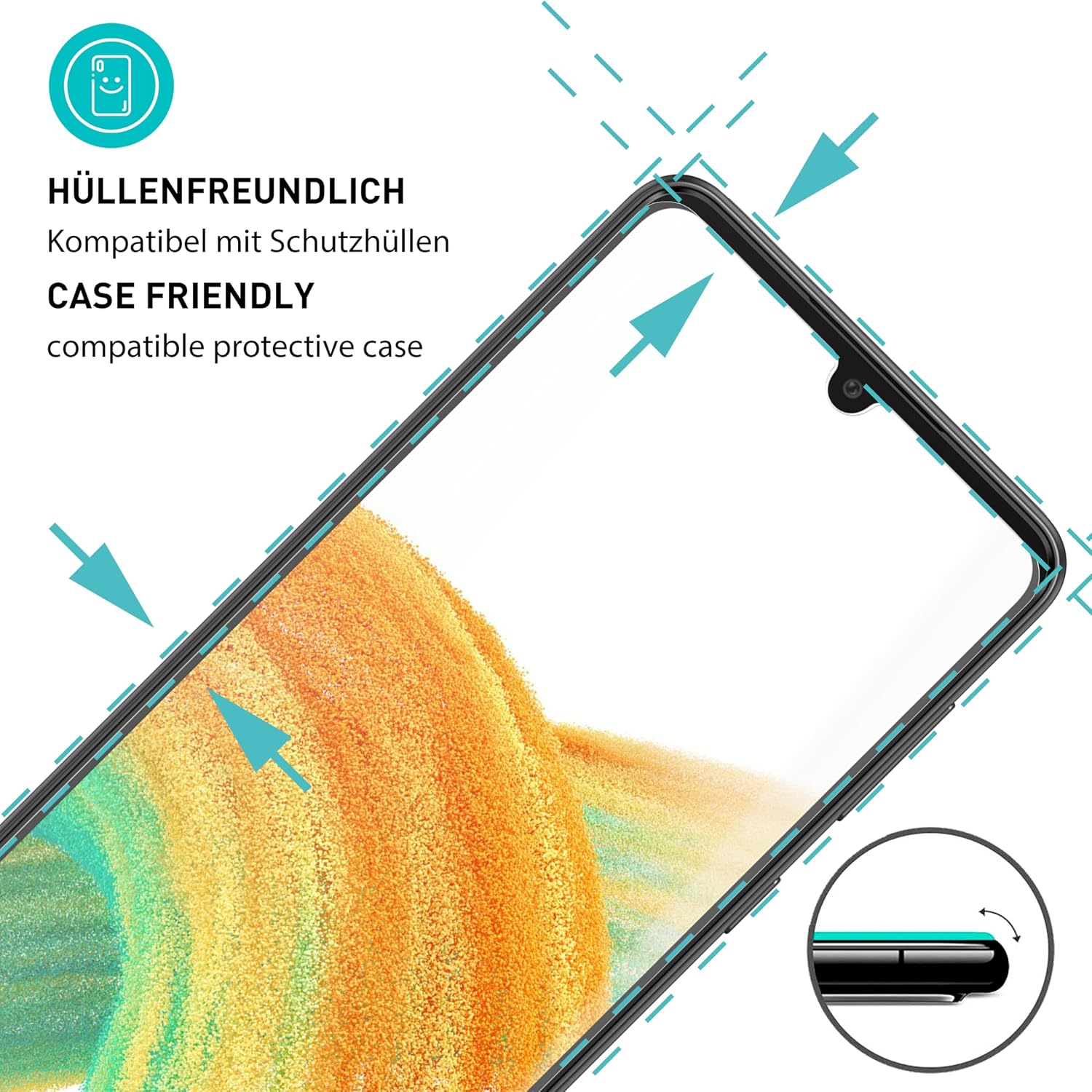 Detalle de SmarTect Tempered Glass Screen Protector for Samsung Galaxy A33 5G, 3 Pack, 9H