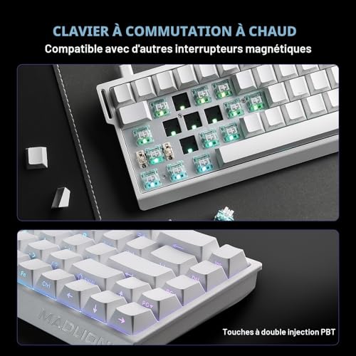 Thumbnail 6 de YUNZII MAD68 HE Clavier Gamer Filaire 8000Hz (Blanc, Magnetic Amber Pro)