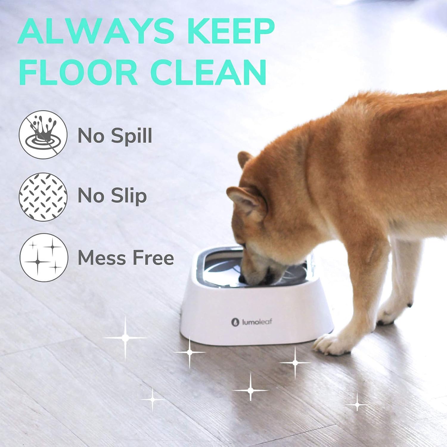 Detalle 2 de LumoLeaf No Spill Water Bowl for Dogs (Slow Feeder, Drip-Free & Splash-Proof) – 1L Grey
