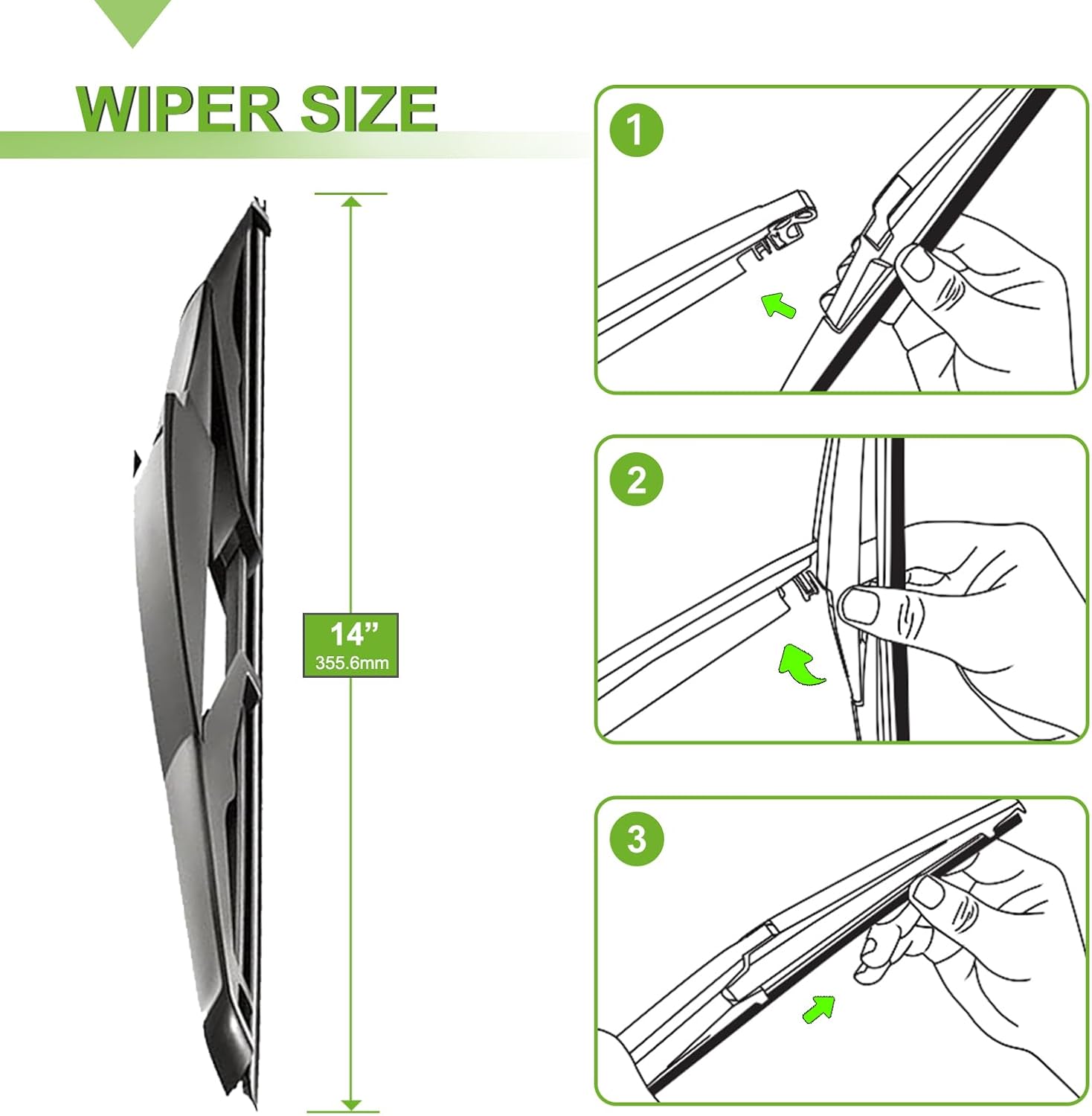 Detalle 2 de PARRATI Windshield Wipers for Mazda CX-5 & CX-9 (2017-2024) — Front & Rear Replacement Blades, Quiet & Streak-Free