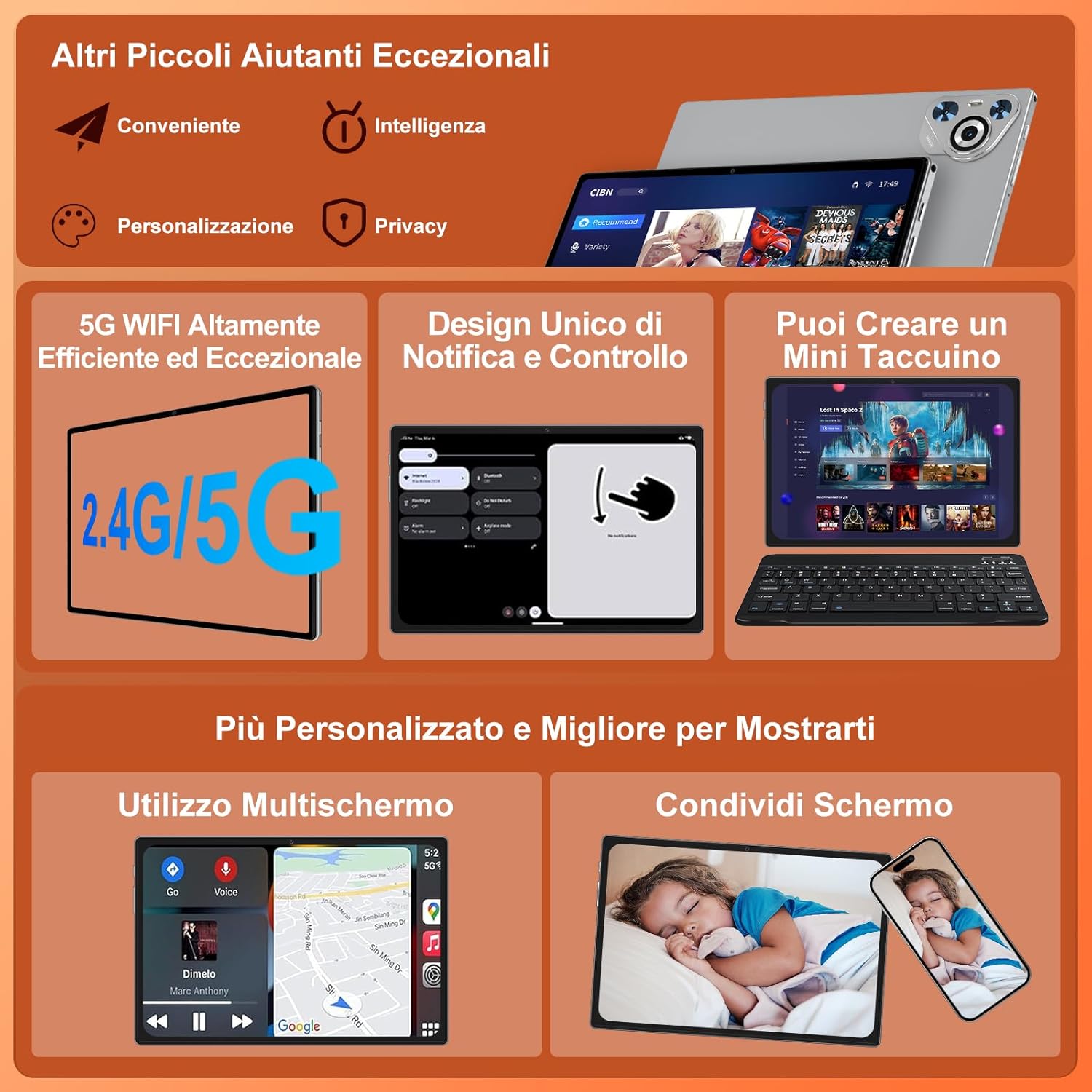 Thumbnail 2 de Dghrti Tablet Android 15 TAB30: 30GB RAM, 128GB ROM, 10" IPS, 1TB espansione, all-in-one con keyboard e mouse