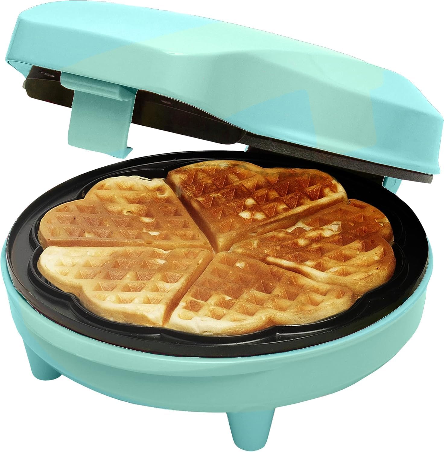 Bestron ASW217M : gaufrier pour gaufres classiques en forme de cœur, design rétro, 700 W (menthe/vert)