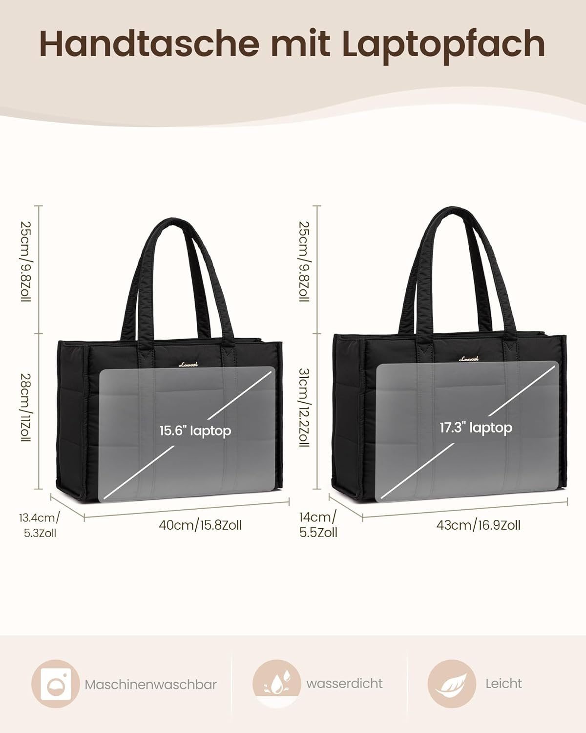 Thumbnail 4 de LOVEVOOK Handtasche Laptoptasche 15,6 Zoll 👜