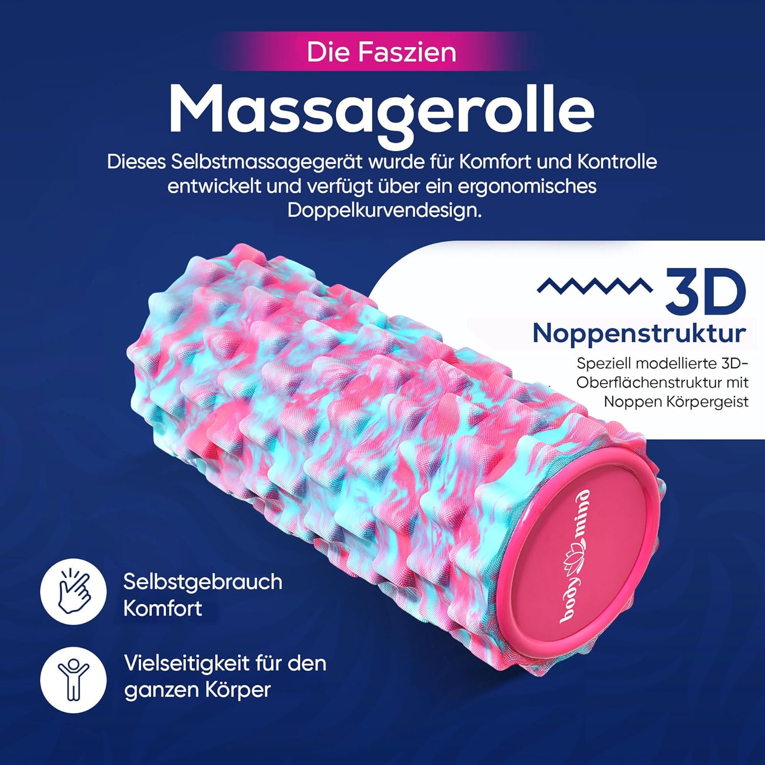 Thumbnail 1 de Body & Mind Faszienrolle Massage-Rolle – 33 x 14,5 cm für Oberkörper, Nacken, Rücken und mehr