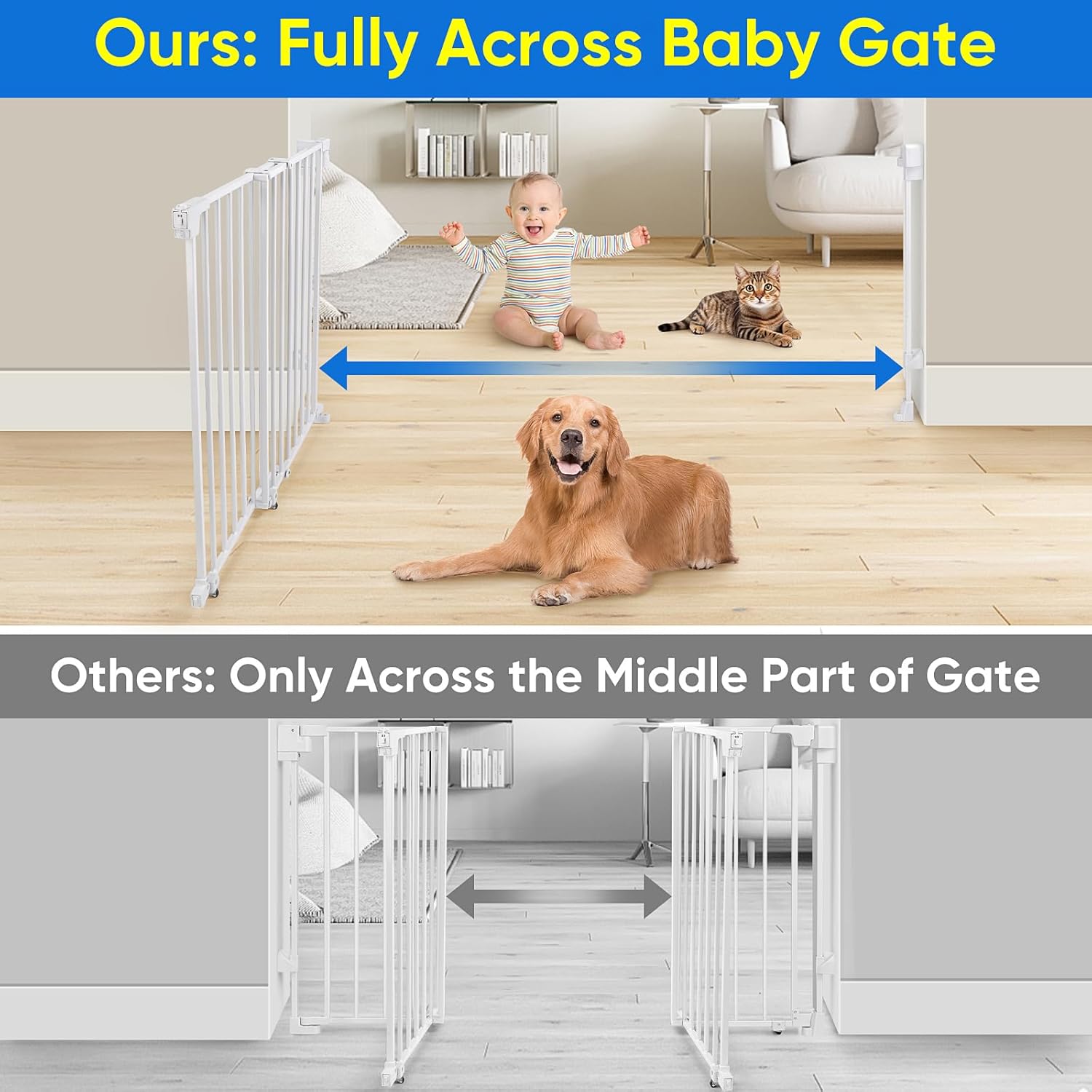 Thumbnail 3 de Upgraded 29-43" No Bottom Bar Baby Gate with Gate Pulley – Heavy-Duty Hardware Mount