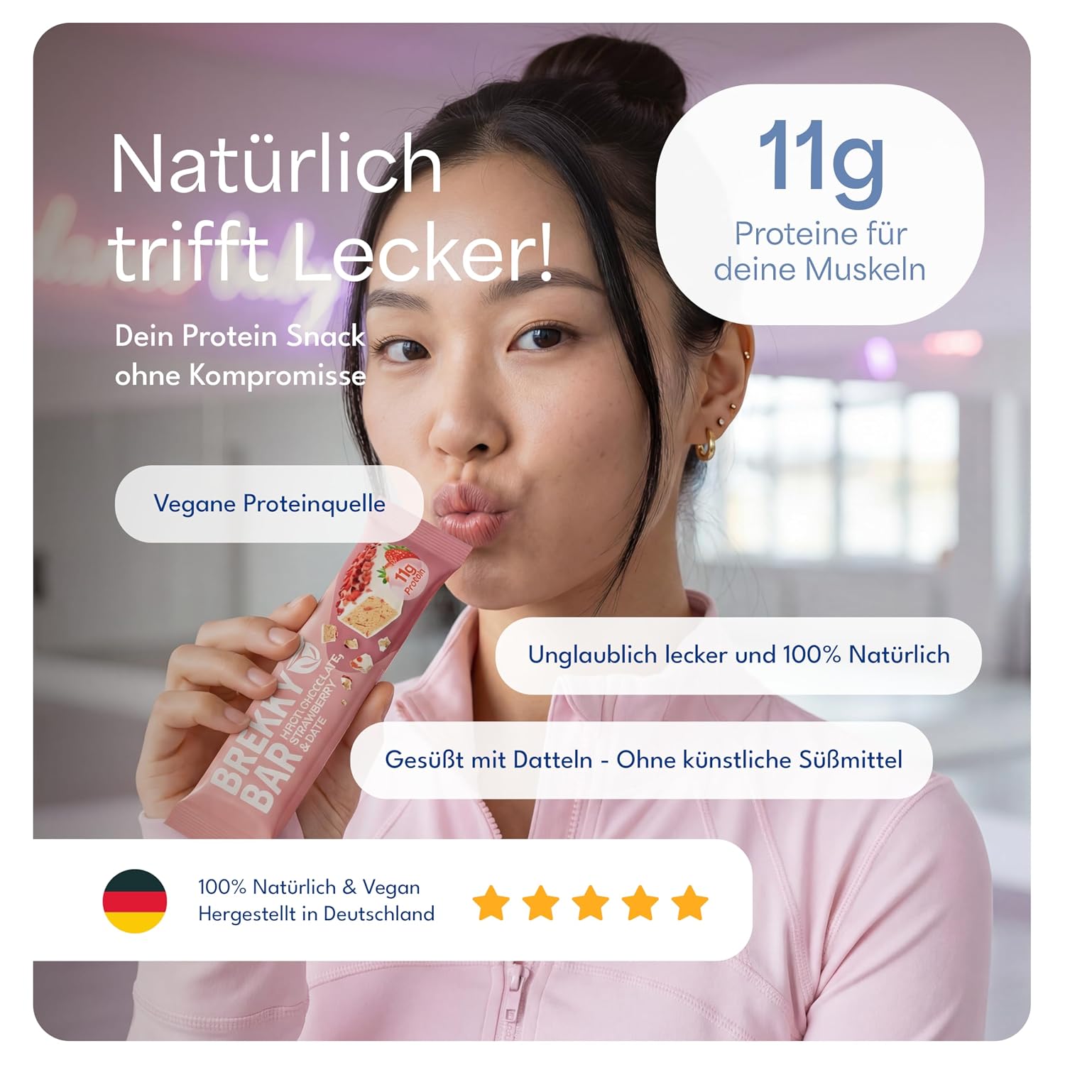 Detalle de Brekky Bar Erdbeer Proteinriegel, 11g