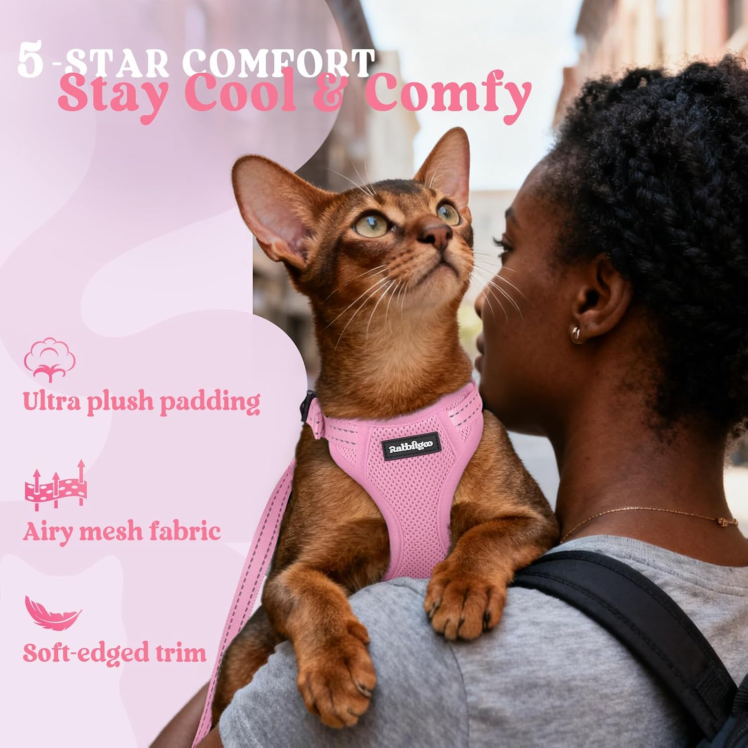 Thumbnail 5 de Rabbitgoo Cat Harness and Lead Set (Small, Pink) — Escape-Proof Comfort for Safe Outdoor Walks