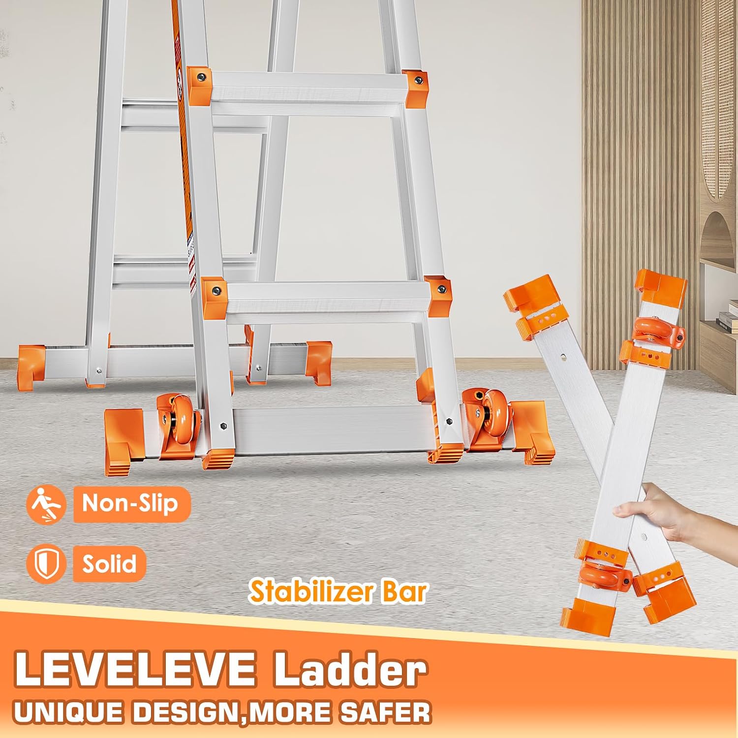 Detalle 2 de LEVELEVE Telescoping Ladder, 14 ft