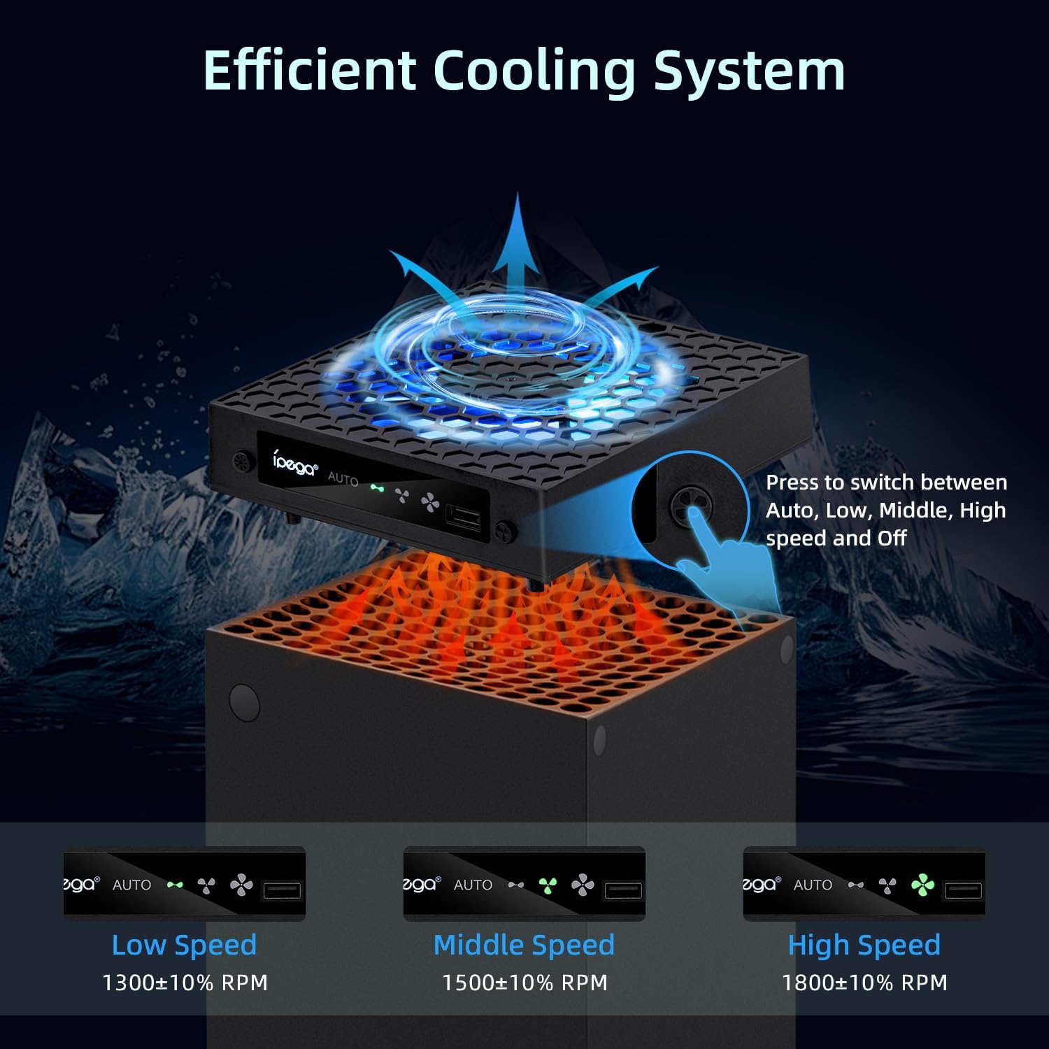 Thumbnail 2 de Mcbazel ventilateur de refroidissement automatique pour Xbox Series X (PWM, 3 vitesses, RGB, support casque) – Noir