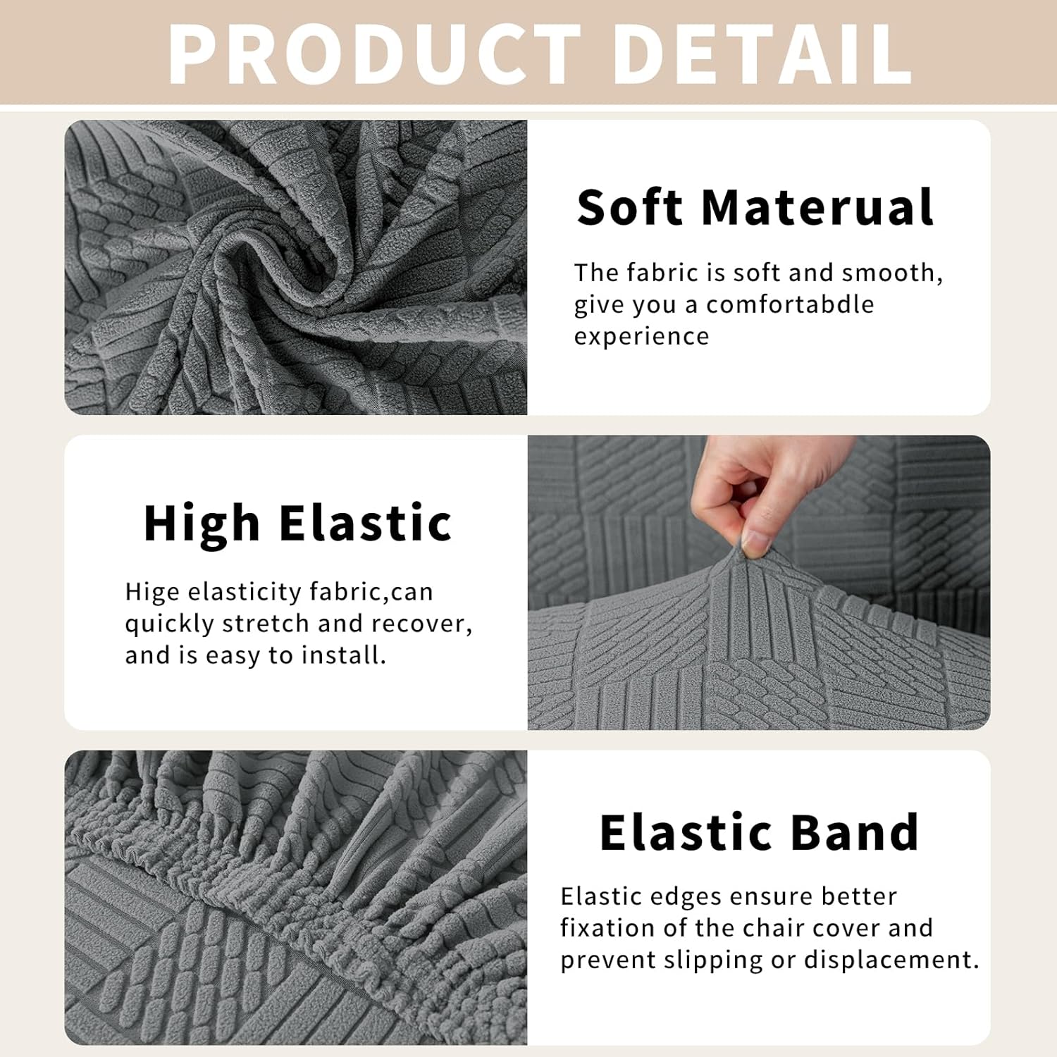 Thumbnail 4 de Ystyle lot de 6 housses de chaise élastiques (gris clair) pour salle à manger, lavables