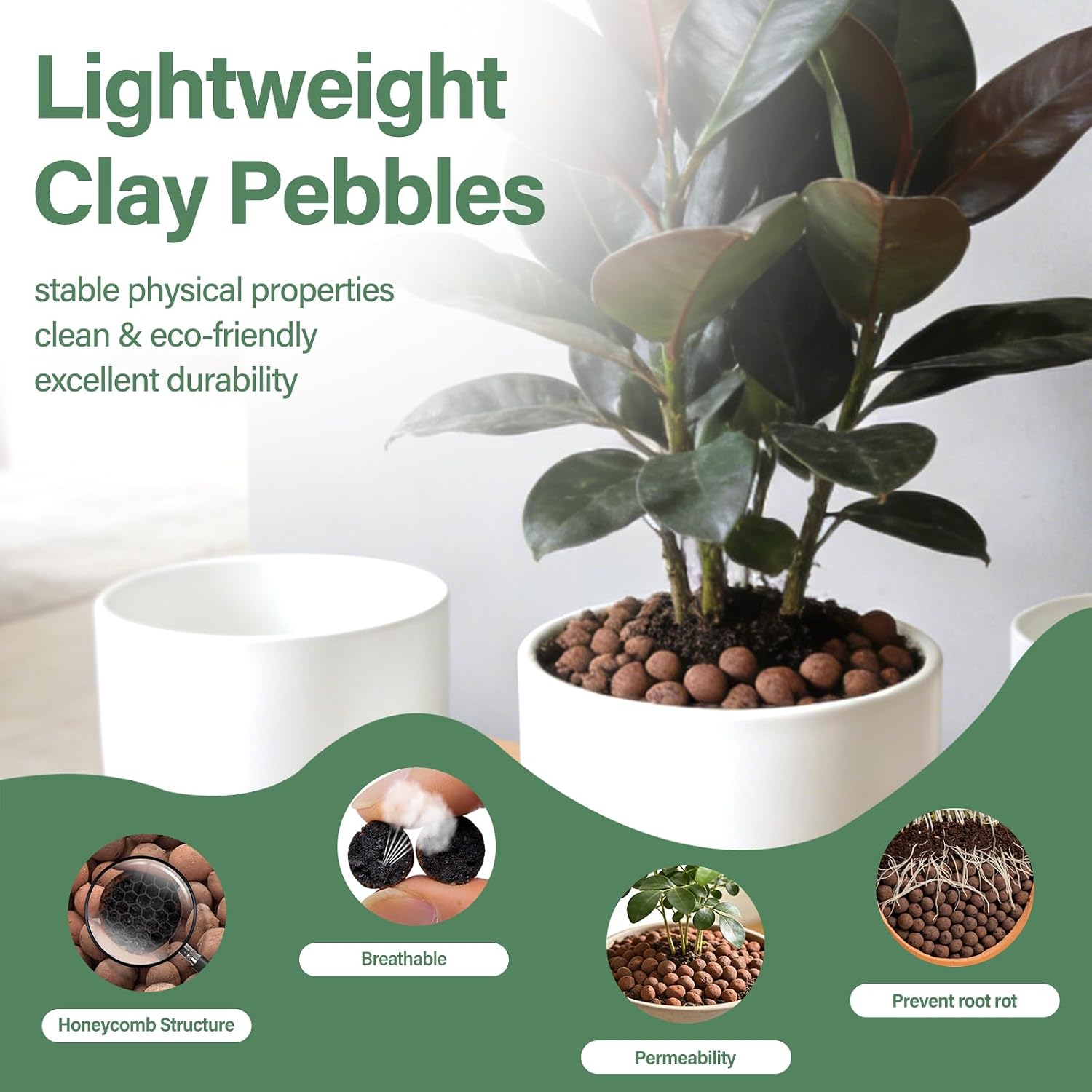 Detalle de Halatool 8 LECA Clay Pebbles, 8 lb, 4–16 mm for Hydroponics