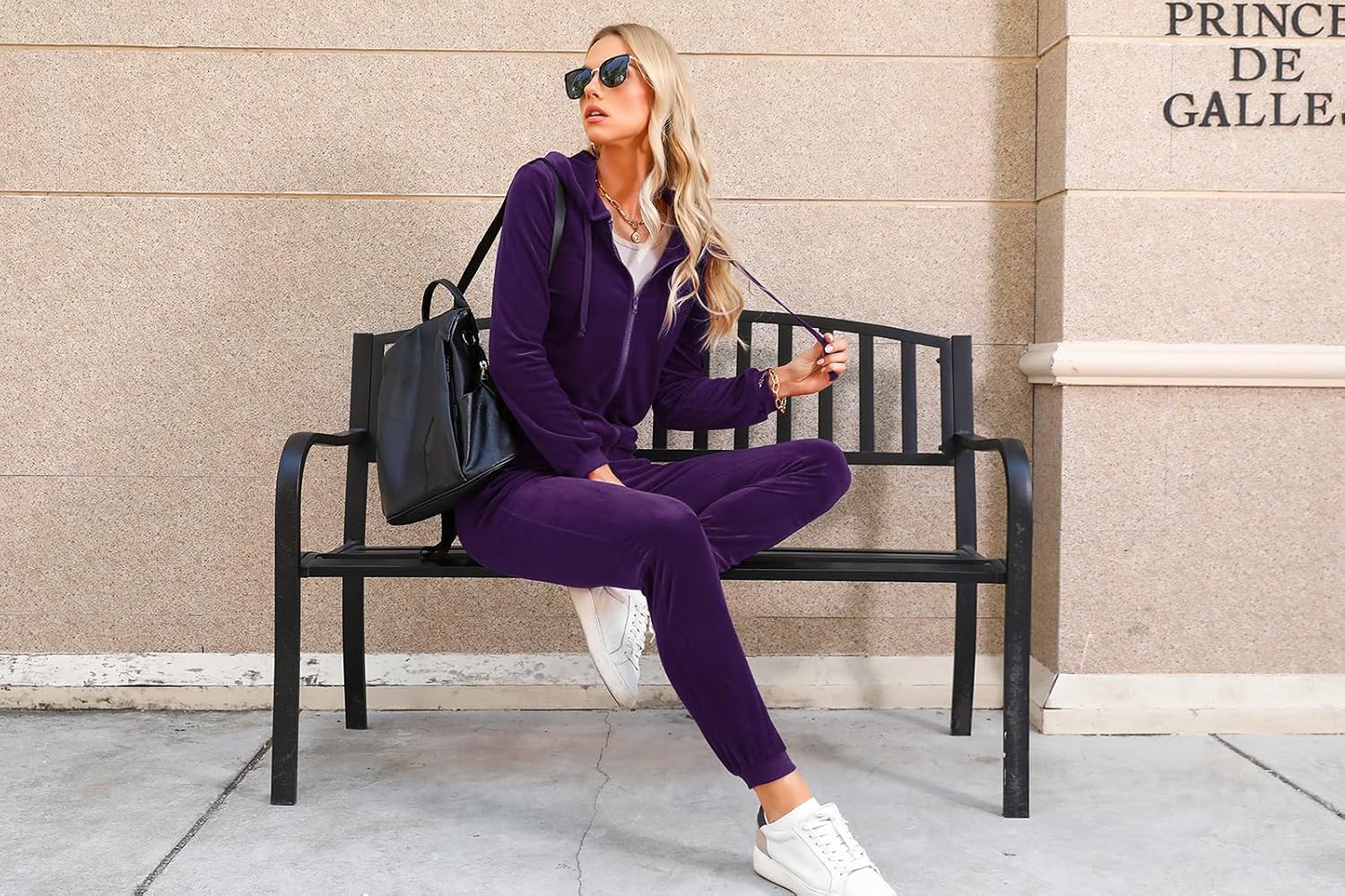 Thumbnail 6 de Aottori Women Velour Tracksuit Set 2‑Piece