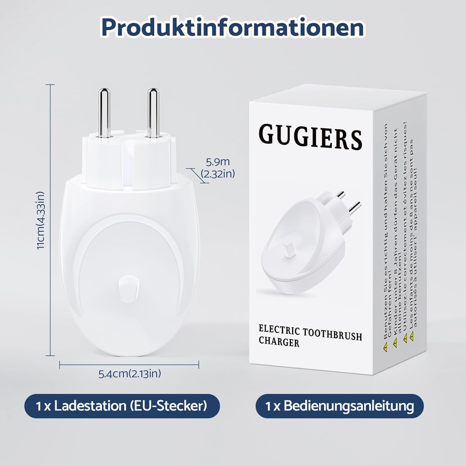 Thumbnail 6 de Ladestation Zahnbürste Steckdose für Oral-B – kabelloses Ladegerät (induktiv) kompatibel mit vielen Oral-B Modellen