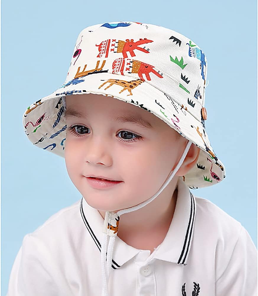 Detalle 2 de Malaxlx Baby Toddler Kids Bucket Sun Hat with Cute Print — wide brim UPF protection