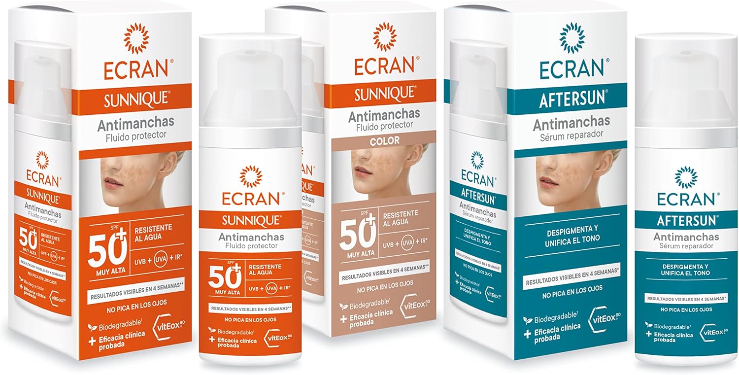Detalle de ECRAN SUNNIQUE – Protector Facial SPF 50+ con color y tratamiento antimanchas (50 ml)