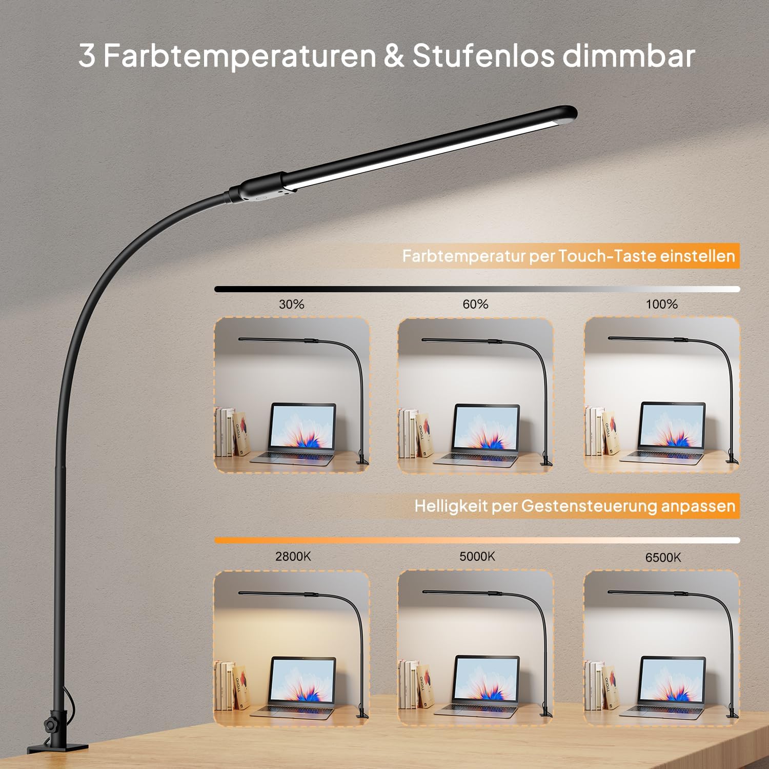 Thumbnail 2 de KableRika Schreibtischlampe LED dimmbar mit 7 cm