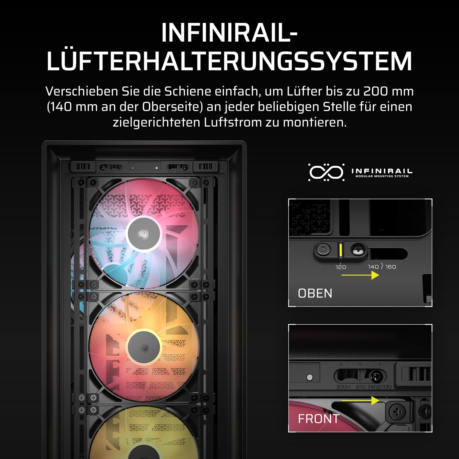 Detalle de CORSAIR Frame 5000D RS ARGB Modulares Hohem Luftstrom Mid-Tower-Gehäuse