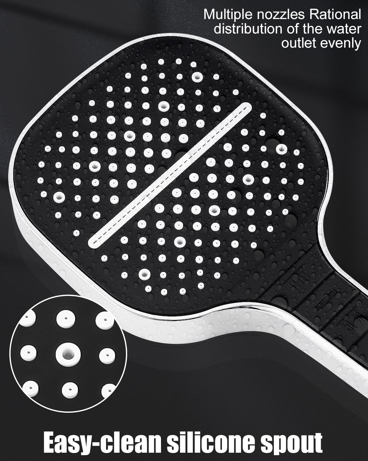 Thumbnail 3 de Soffione ad alta pressione quadrato cromato con 7 funzioni (universale, a parete)