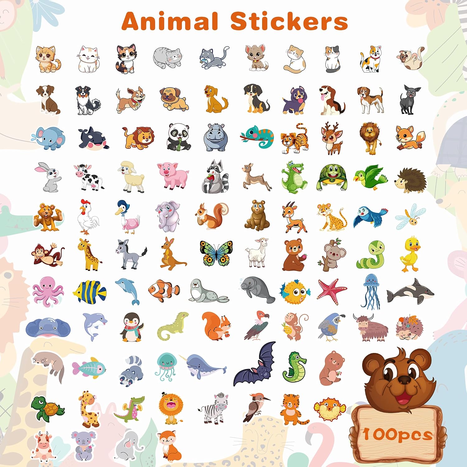 Thumbnail 1 de Animal Stickers, 100-Piece Set