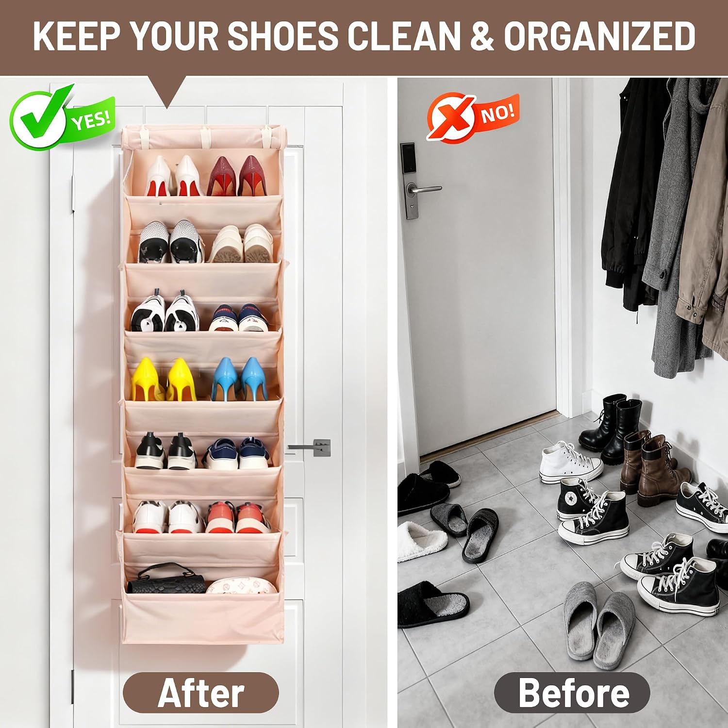 Thumbnail 5 de Erogeen 7 Tier Over the Door Shoe Organizer – Beige
