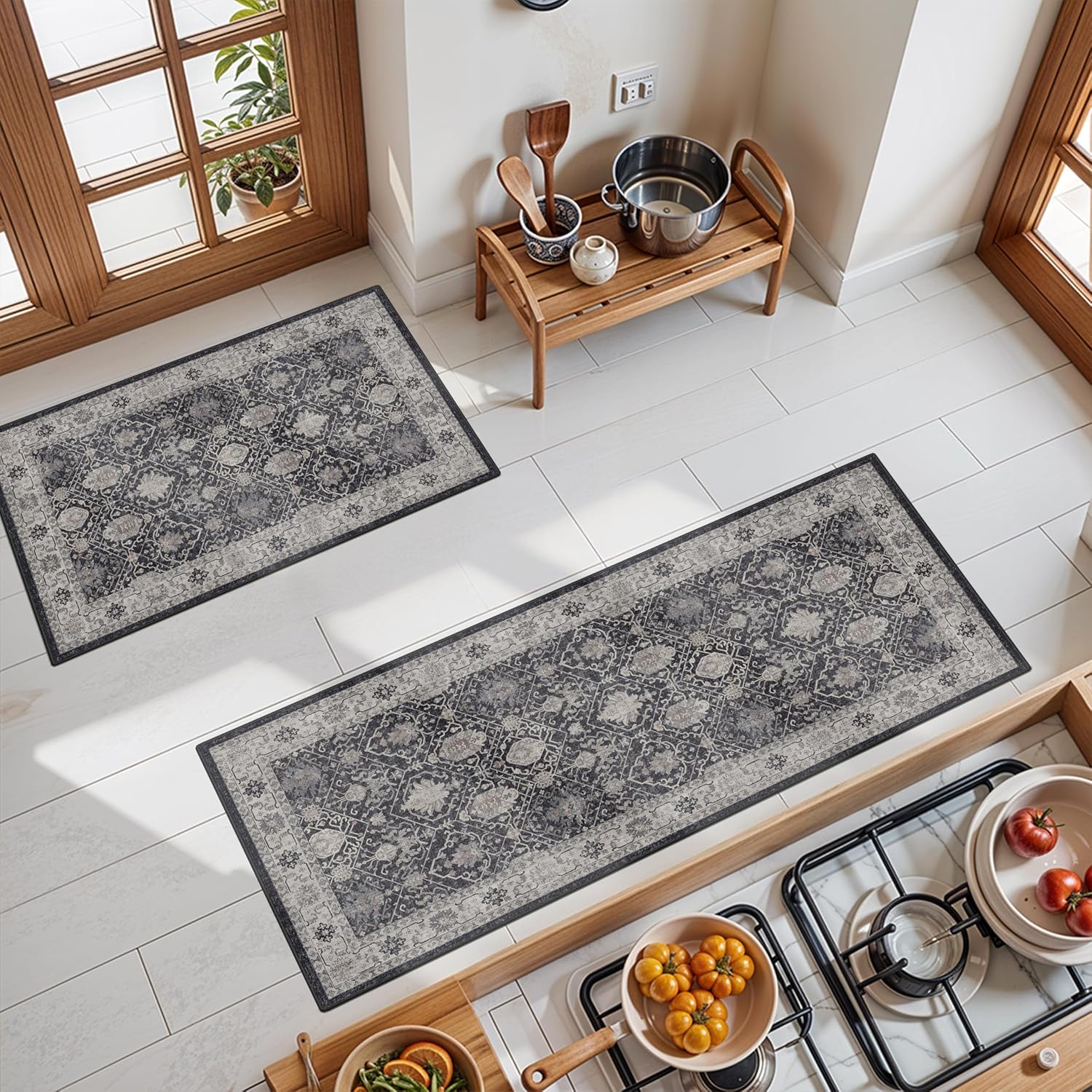 Detalle 2 de 3-Piece Washable Kitchen Rug Set 2 x 3