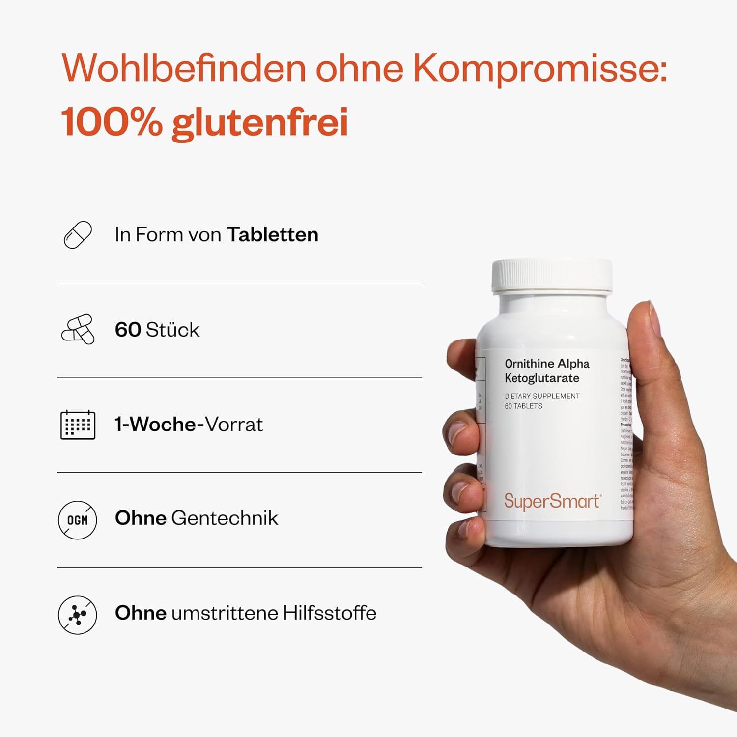 Thumbnail 4 de Ornithin Alpha Ketoglutarat (OKG) von SuperSmart – unterstützt Proteinsynthese und Muskelaufbau (vegan)