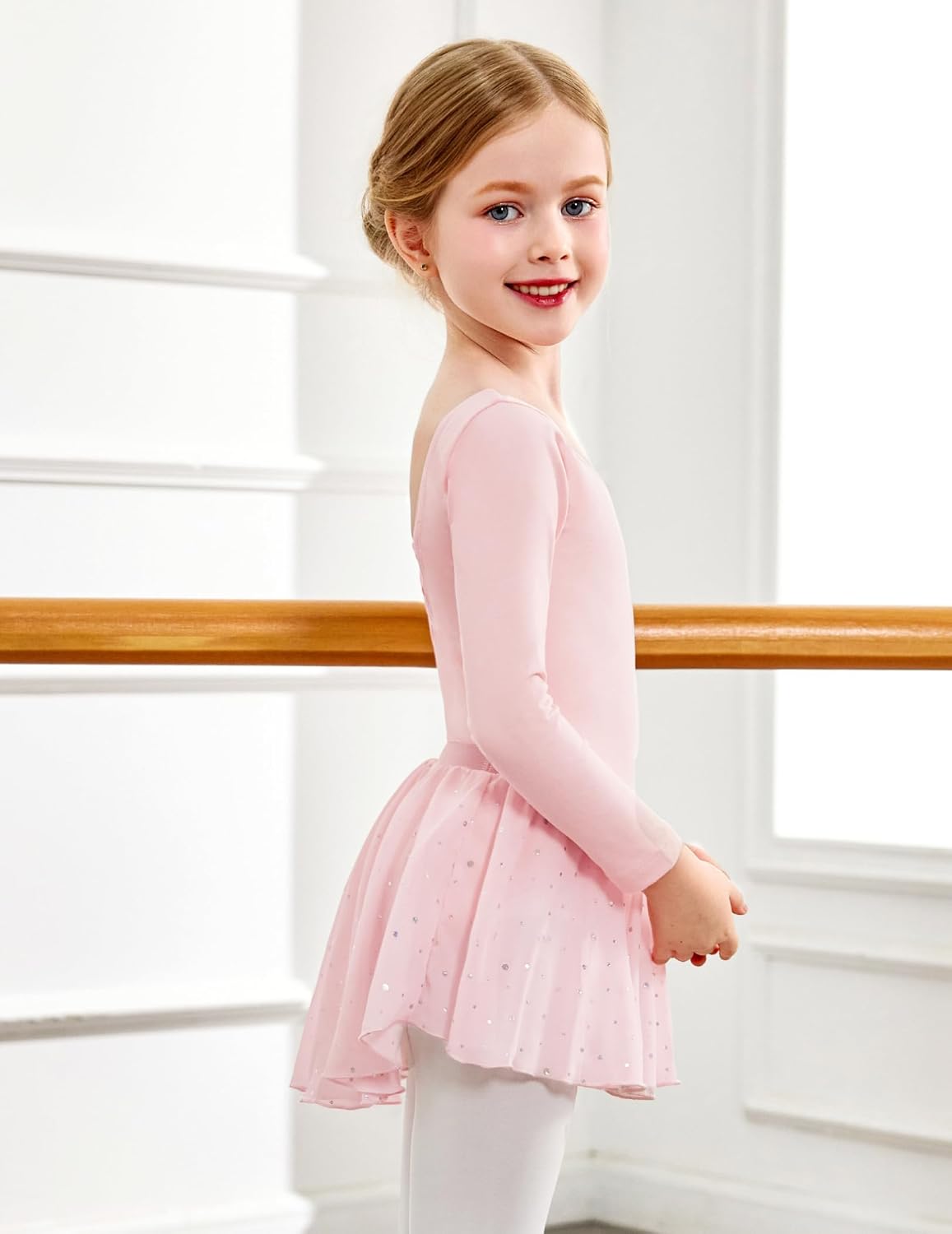 Thumbnail 3 de Arshiner girls’ ballet dress leotard set with long sleeves and removable skirt