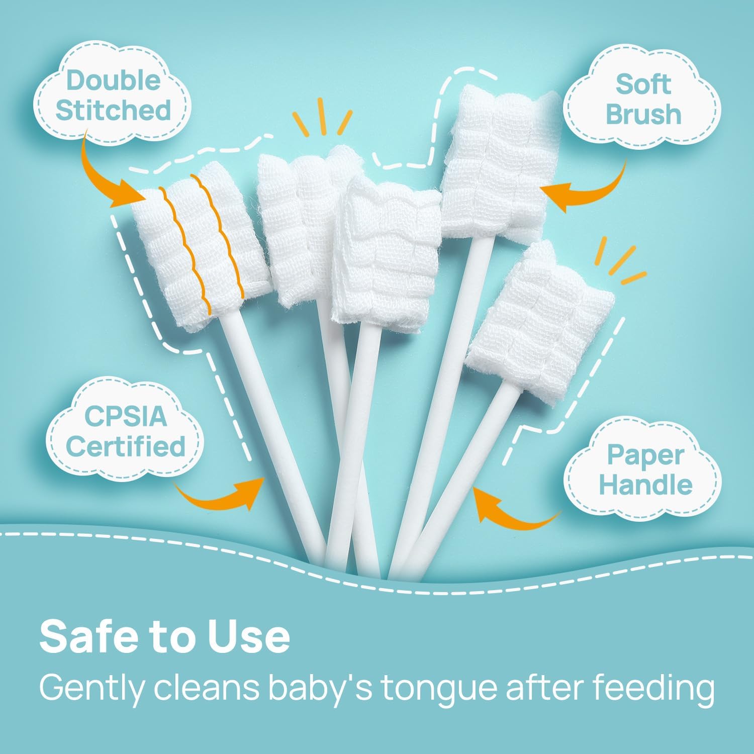 Detalle de Papablic Papablic45 Baby Tongue Cleaner, Disposable 40-Pack for Ages 0–2