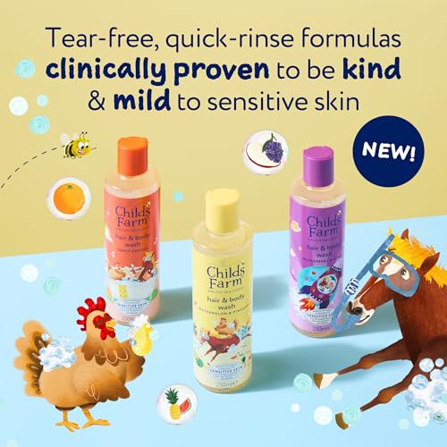 Detalle 2 de Childs Farm Hair & Body Wash Bundle – Sweet Orange, Blackberry & Apple, Watermelon & Pineapple (250ml each)
