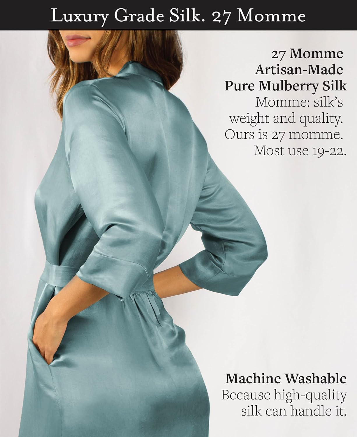 Detalle 2 de Tara Sartoria Silk Robe, 27 Momme